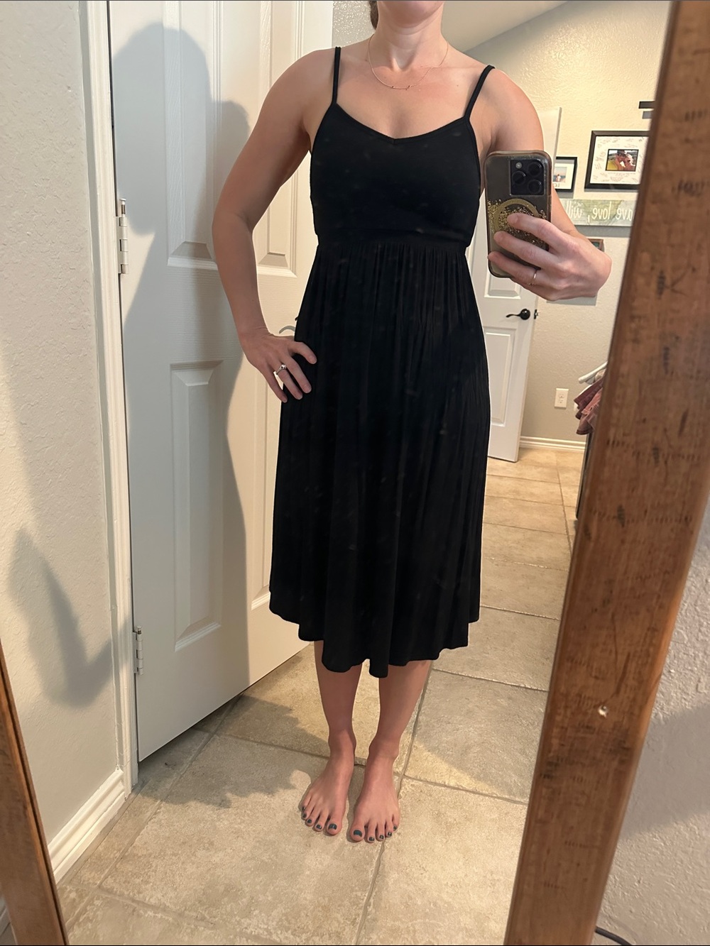 stars above Black Spaghetti-Strap Midi Dress